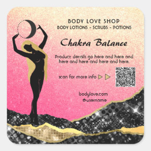 *~* Ombre Peach Pink Goddess Intention Spell AP24 Square Sticker