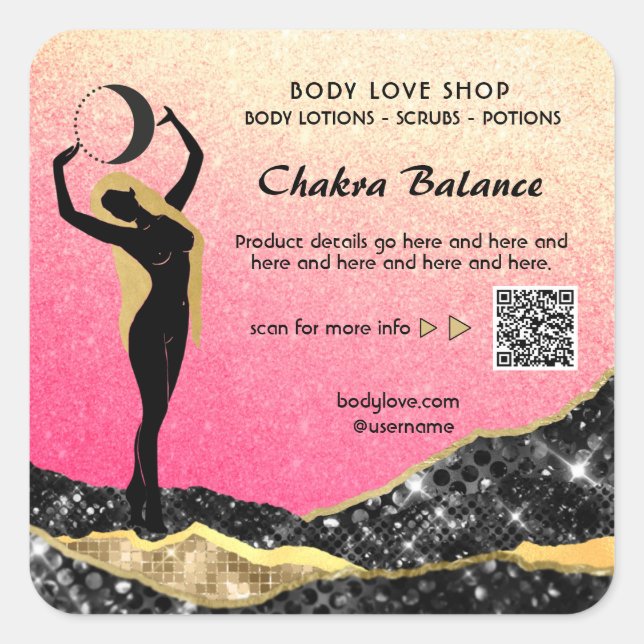 *~* Ombre Peach Pink Goddess Intention Spell AP24  Square Sticker (Front)