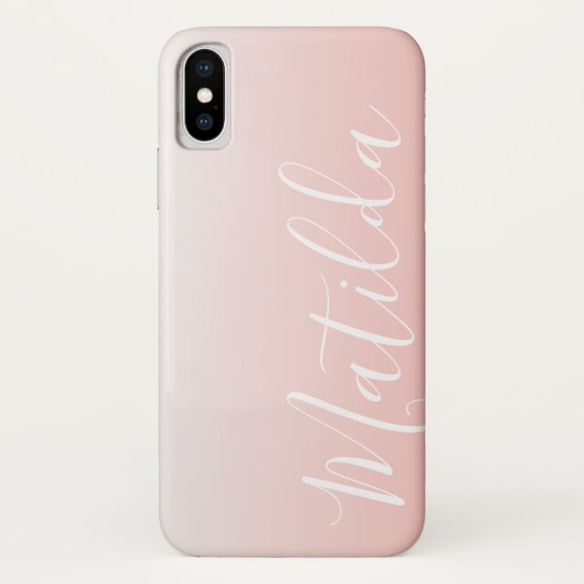 Ombre Peach Pink Plain Personalised Name Case-Mate iPhone Case (Back)