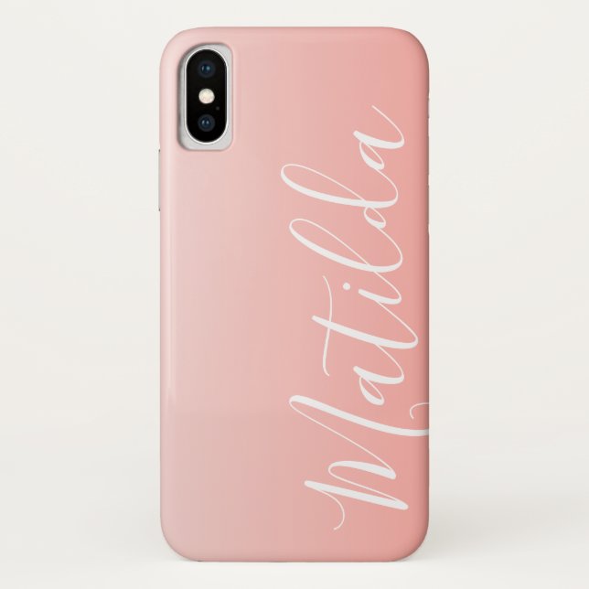 Ombre Peach Pink Plain Personalised Name Case-Mate iPhone Case (Back)