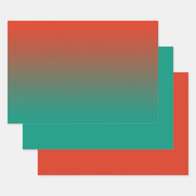 Ombre Peach to teal design Wrapping Paper Sheet (Set)