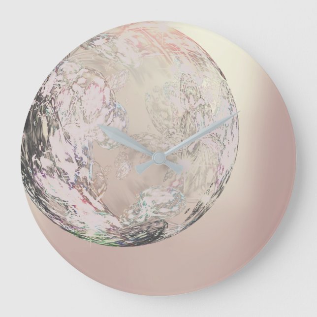 Ombre Pearly Rose Gold Metallic Abstract  Crystal Large Clock (Front)