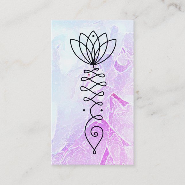 *~* Ombre Peony - Healer Massage Reiki Yoga Lotus Business Card (Front)