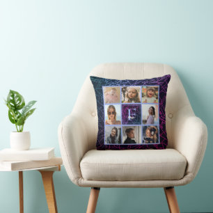 Ombre Periwinkle Photo Collage Throw Pillow