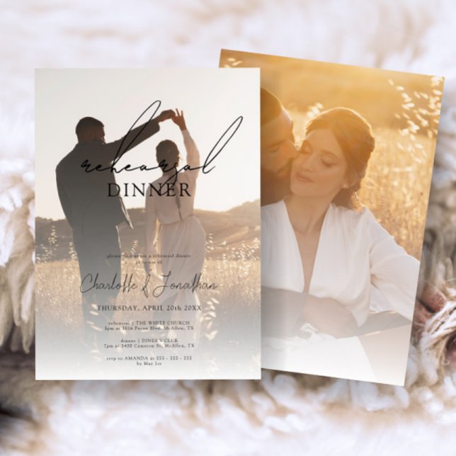 Ombre Photo Bohemian Wedding Rehearsal Dinner Invitation (Creator Uploaded)