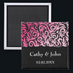 ombre pink and Black Swirling Border Wedding Magnet<br><div class="desc">ombre pink and Black Swirling Border Wedding Design</div>