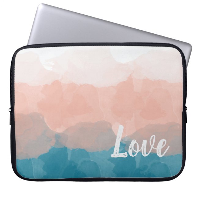 Ombre Pink and Blue Love Graceful Gradient Laptop Sleeve (Front)