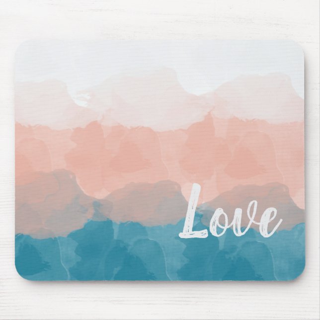 Ombre Pink and Blue Love Graceful Gradient Mouse Mat (Front)