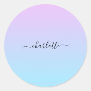 Ombré Pink and Turquoise Gradient Classic Round Sticker