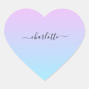 Ombré Pink and Turquoise Gradient Heart Sticker