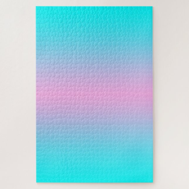 Ombre Pink and Turquoise Gradient Jigsaw Puzzle (Vertical)
