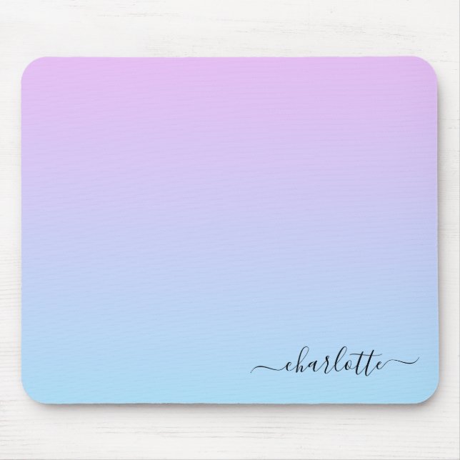 Ombré Pink and Turquoise Gradient Mouse Mat (Front)
