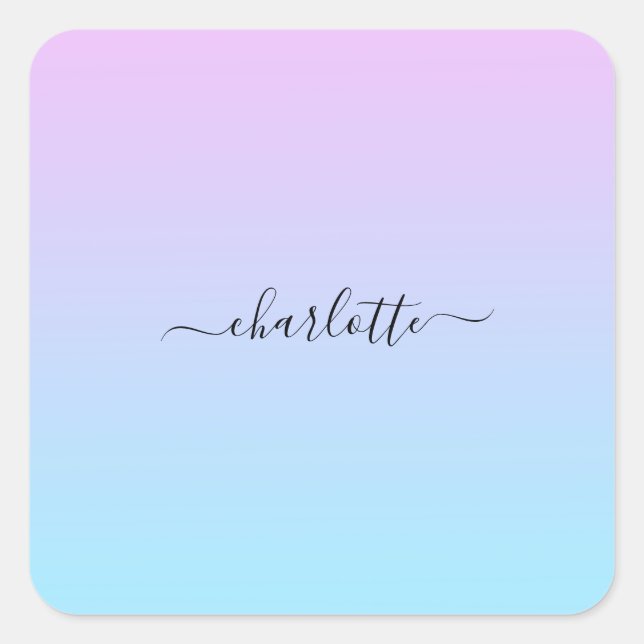 Ombré Pink and Turquoise Gradient Square Sticker (Front)