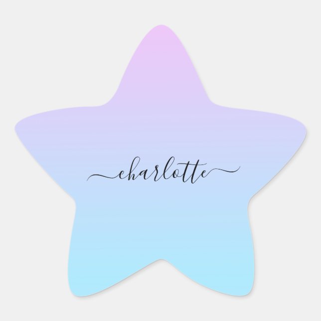 Ombré Pink and Turquoise Gradient Star Sticker (Front)