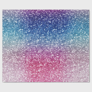 Ombre Pink Blue Glitter Wrapping Paper