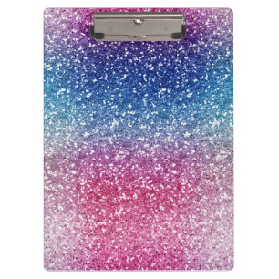 Ombre Pink Blue Glitter Wrapping Paper Clipboard
