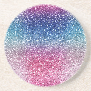 Ombre Pink Blue Glitter Wrapping Paper Coaster