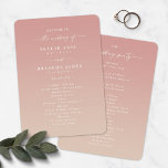 Ombre Pink & Champagne Wedding Ceremony Program Programme<br><div class="desc">Simple Ombre Pink & Champagne Wedding Ceremony Program. This modern minimal Order of Services Card is simple classic and elegant with a subtle ombre gradient fade and a pretty signature script calligraphy font with tails. Shown in the new Colorway. Available in several colour options, or feel free to edit the...</div>
