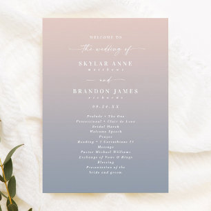 Ombre Pink & Dusty Blue Wedding Ceremony Program Programme