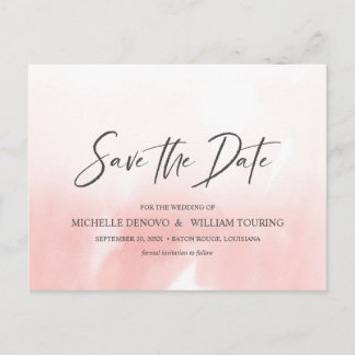 Ombre Pink Elegant Handwritten WEDDING Announcement Postcard