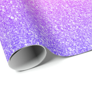 Ombre Pink Glitter Shiny Glass Vip Rainbow Purple Wrapping Paper
