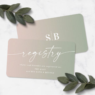 Ombre Pink & Green Wedding Shower Gift Registry Enclosure Card