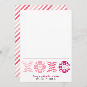 Ombre pink HOHO Galentines Day heart photo Holiday Card