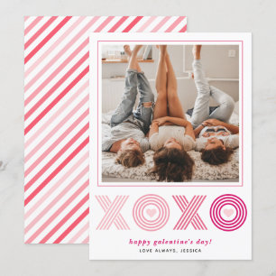 Ombre pink  HOHO Galentines Day heart photo Holiday Card