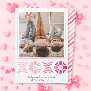Ombre pink  HOHO Galentines Day heart photo Holiday Card