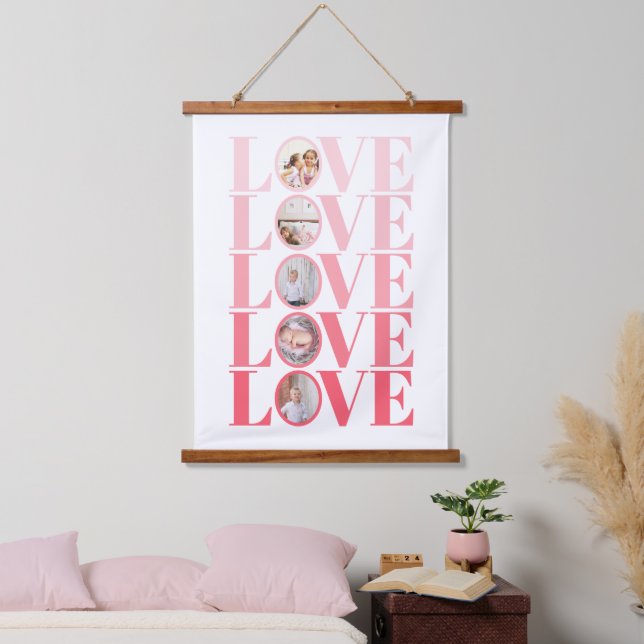Ombre Pink LOVE photo Valentines Day Hanging Tapestry (Bedroom)