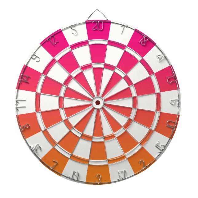 Ombre Pink Orange And White Dartboard (Front)