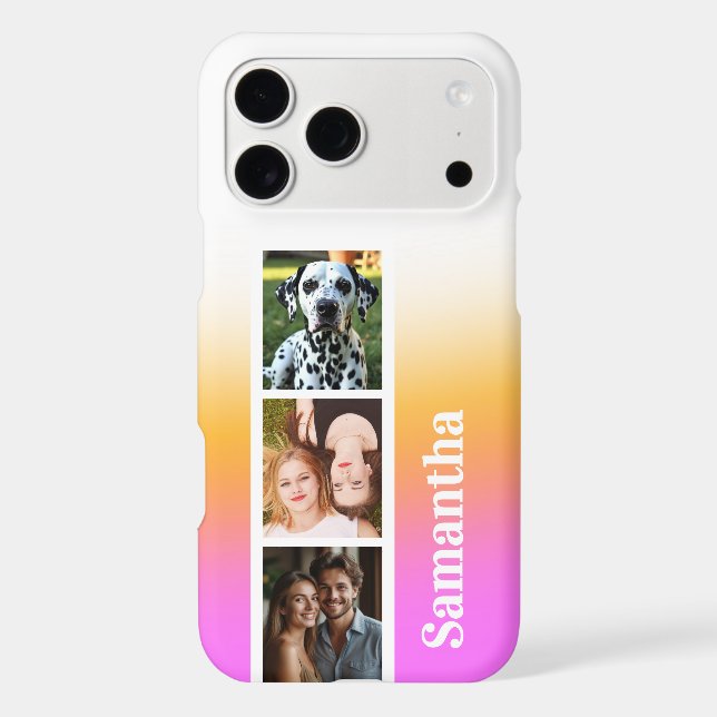 Ombre Pink Orange Photo Personalized Name (Back)