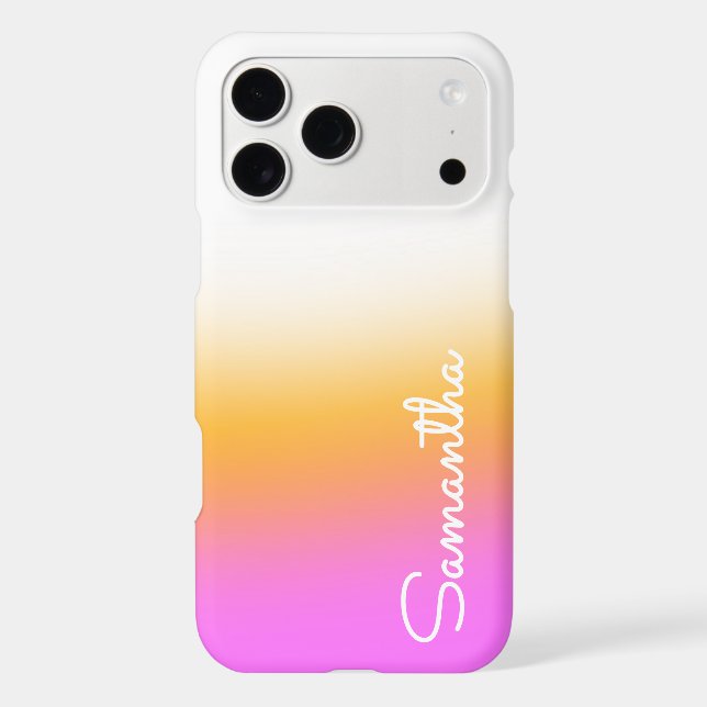 Ombre Pink Orange White Girly Personalized Name (Back)