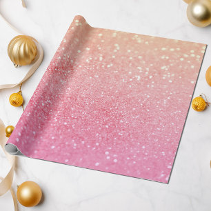Ombre Pink Peach Glitter All Occasion Wrapping Paper