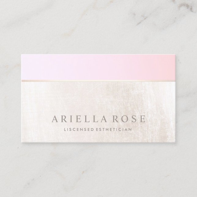 Ombre Pink Peach Spa and Salon White Marble Business Card (Front)