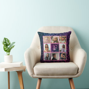 Ombre Pink Photo Collage Throw Pillow