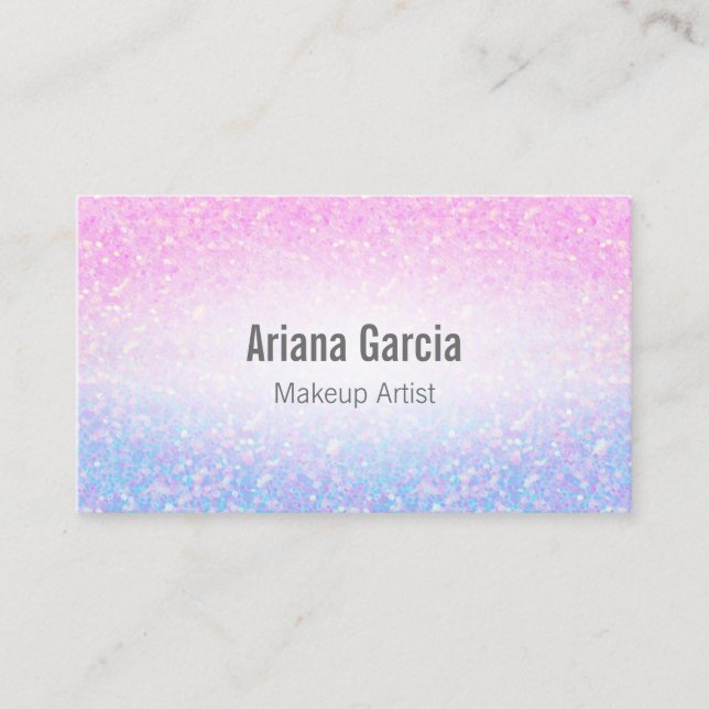 Ombre Pink Purple Glitter Iridescent Business Card (Front)