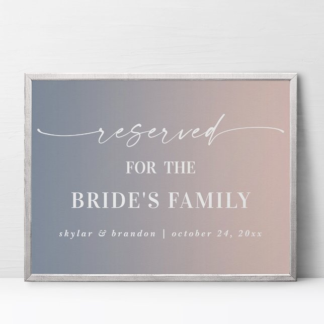 Ombre Pink Reserved Bride's Family Wedding Sign (Creator Uploaded)