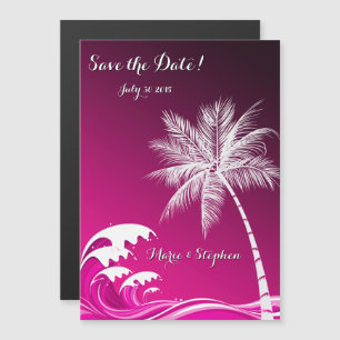OMBRÉ PINK TROPICAL PALMS Save the Date Magnetic Invitation
