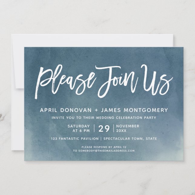 Ombre Please Join Us Brush Typography Wedding Invitation (Front)