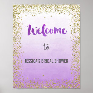 Ombre Purple and Gold Welcome Poster Print