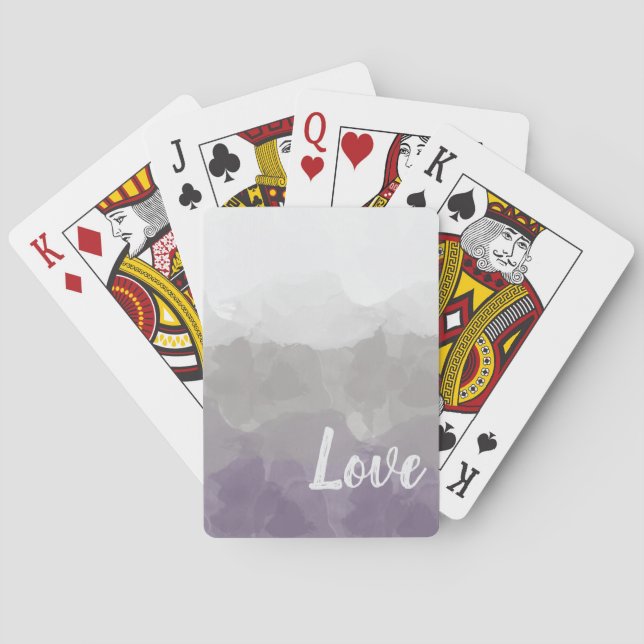Ombre Purple and Grey Love Graceful Gradient Playing Cards (Back)