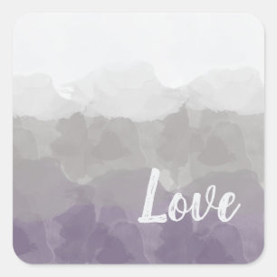 Ombre Purple and Grey Love Graceful Gradient Square Sticker