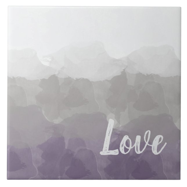 Ombre Purple and Grey Love Graceful Gradient Tile (Front)