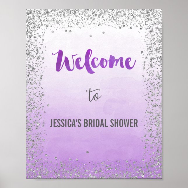Ombre Purple and Silver Welcome Poster Print (Front)