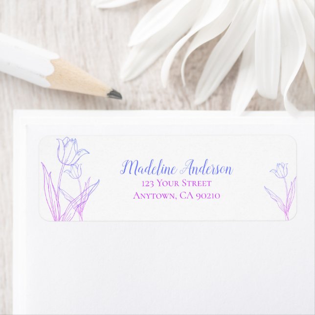 Ombre Purple Blue Spring Tulips | Return Address (Insitu)