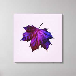 Ombre Purple Leaf Print On Stretched Canvas 
