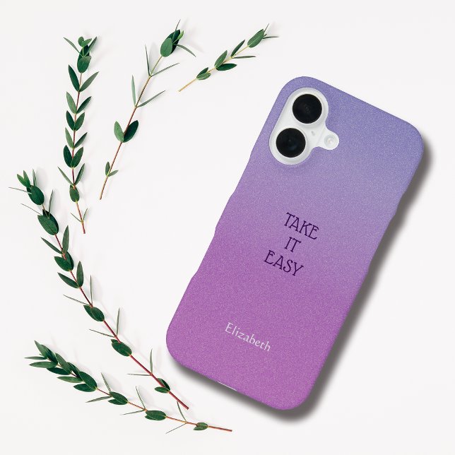 Ombre Purple Personalise Quote & Name Iphone Case (Creator Uploaded)
