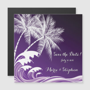 OMBRÉ PURPLE TROPICAL PALMS Save the Date Magnetic Invitation
