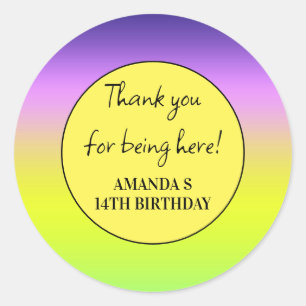 Ombre purple yellow green spring summer colors classic round sticker